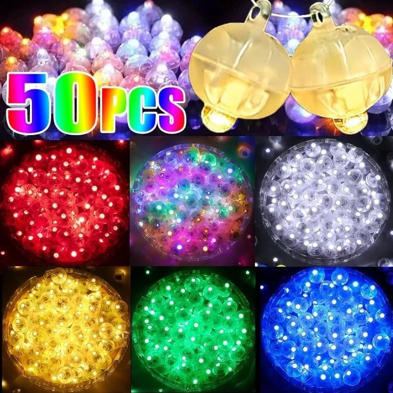 50/10PCS Round Mini LED Balloon Light Colorful Flash Luminou