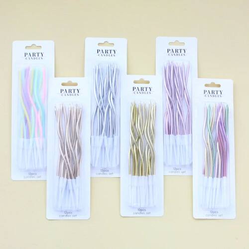 12/48pcs/1case Birthday Candles Spiral Cake Candles Long Thi