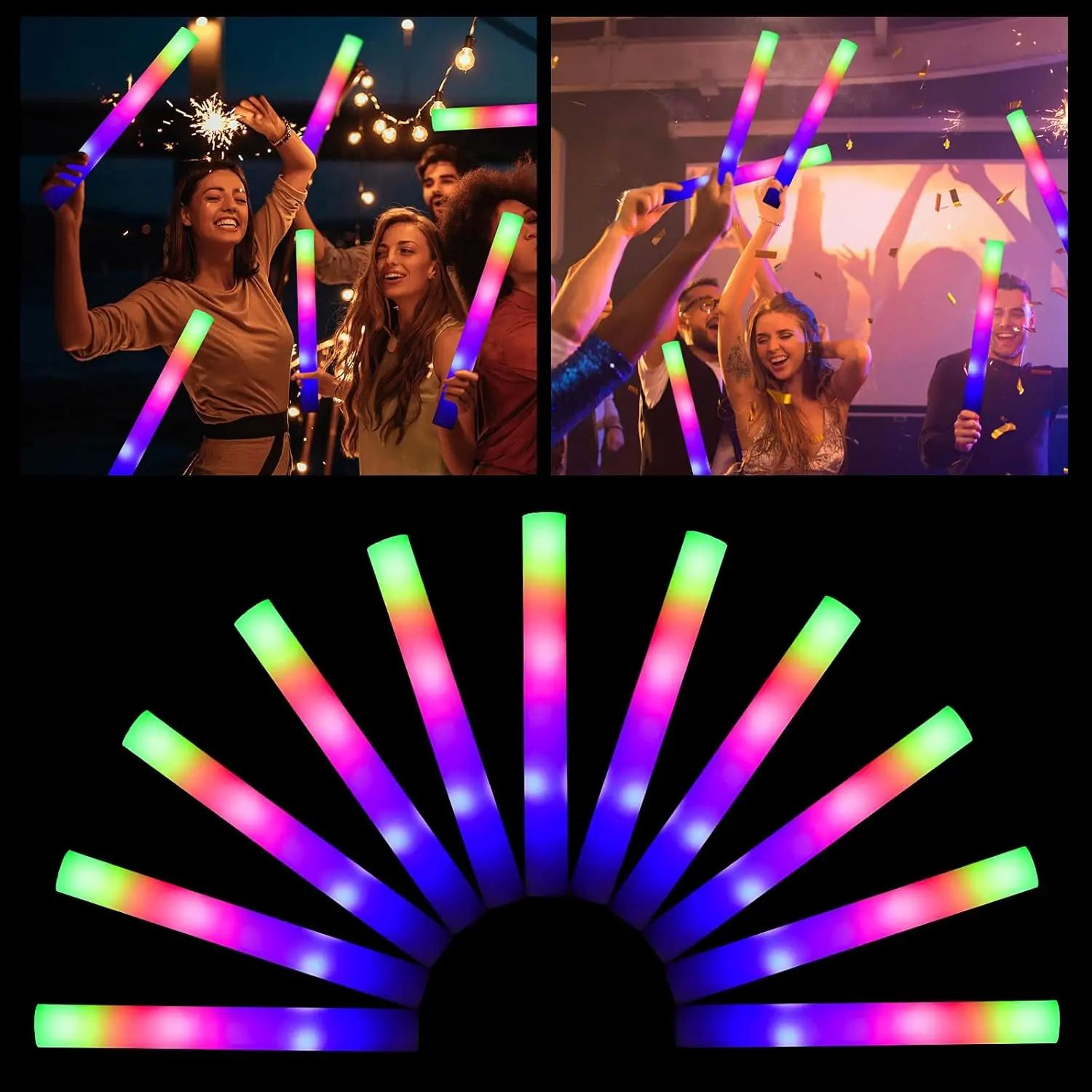 10/15/20Pcs LED Glow Sticks Bulk Colorful RGB Glow Foam Stic