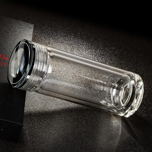 高档水晶过滤照片刻字双层玻璃杯