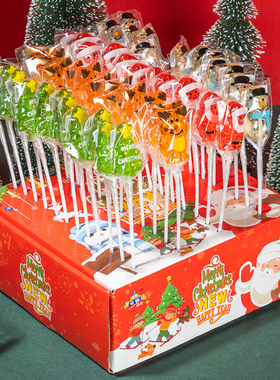 圣诞节糖果盒装糖高颜值棒棒糖硬糖儿童圣诞主题糖果圣诞夜礼物糖
