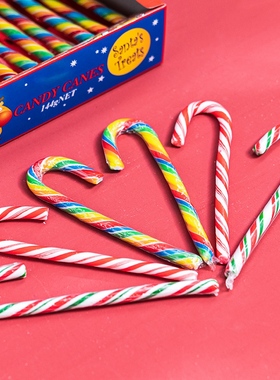 圣诞节糖果创意拐杖棒棒糖网红整箱批彩虹拐棍糖散装平安圣诞礼物