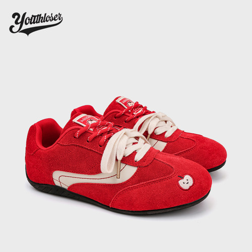 Youthloser苹果赛车鞋薄底红色百搭运动休闲板鞋复古德训鞋女
