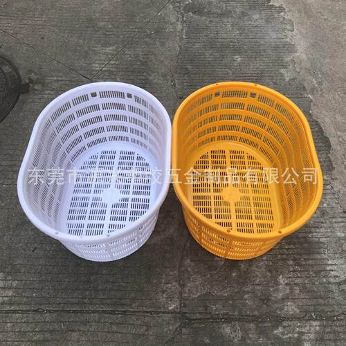 食品厂用圆形果萝鱼筐 虾冷冻配送鱼筐箩虾水果腰箩肉周框塑料转