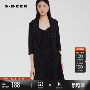 外套S231Z2229 领网纱中袖 sdeer圣迪奥女装 OL风西装