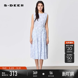 连衣裙S252Z1273 度假风圆领提花无袖 sdeer圣迪奥女装 夏装