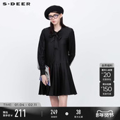 系带网纱百褶衬衫 sdeer圣迪奥春装 女装 连衣裙S231Z1282