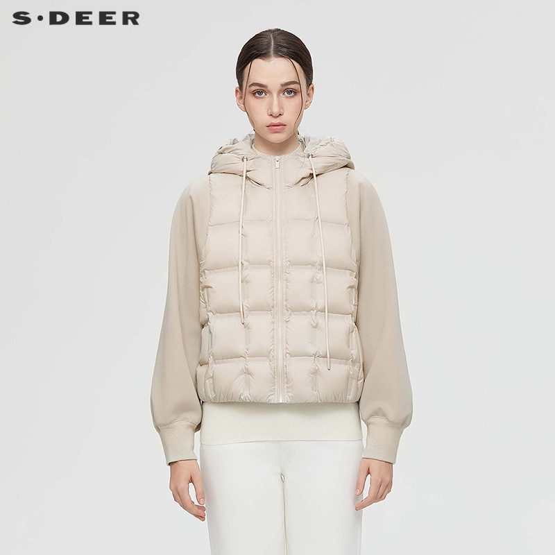 轻薄羽绒服 防风连帽 拼接设计