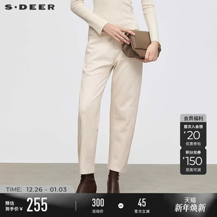 高腰插袋拼接休闲裤 时尚 S244Z0801 女装 sdeer圣迪奥冬季