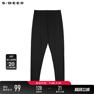 黑色打底裤 简约松紧修身 S21185502 春装 sdeer圣迪奥女装