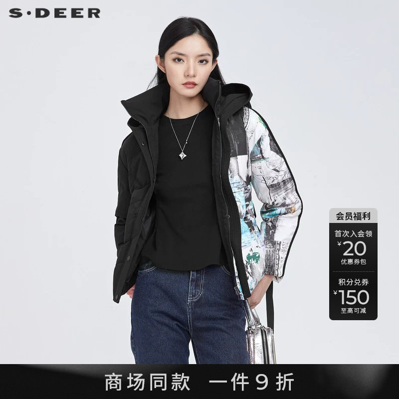s.deer涂鸦连帽S21482457中长款
