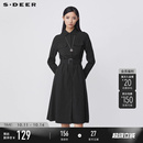 连衣裙S21481227 翻领撞色条纹收腰衬衫 sdeer圣迪奥冬季 女装