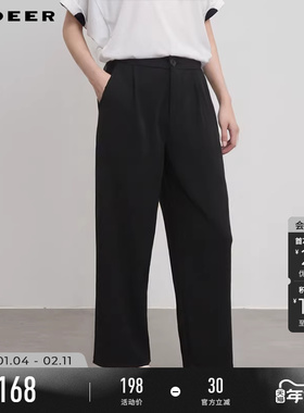 sdeer圣迪奥冬装女装松紧拼接插袋直筒灯芯绒长裤S244Z0807