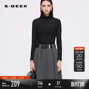 针织长袖 优雅高领钩花肌理修身 S253Z0203 春秋装 sdeer圣迪奥女装