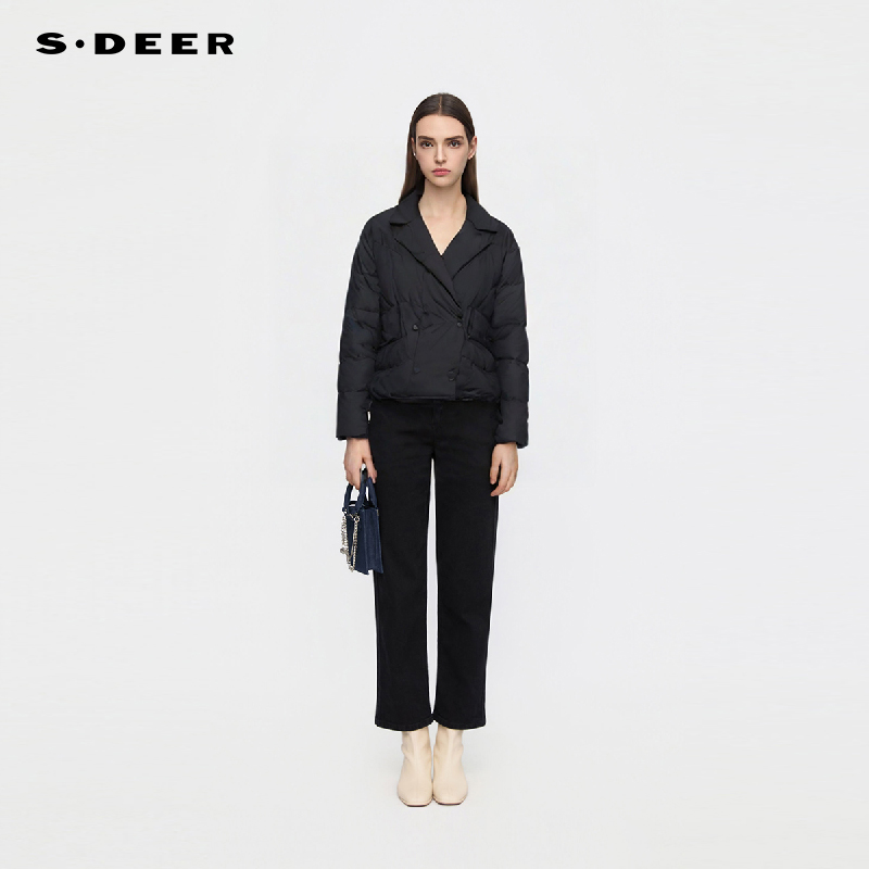 sdeer女立领不规则面包服羽绒服