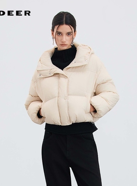 【来了就好】25年新品时尚高领连帽宽松短款羽绒服S254Z3105