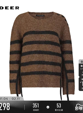 sdeer圣迪奥女装25年新品罗纹圆领撞色提花宽松针织衫S254Z3522