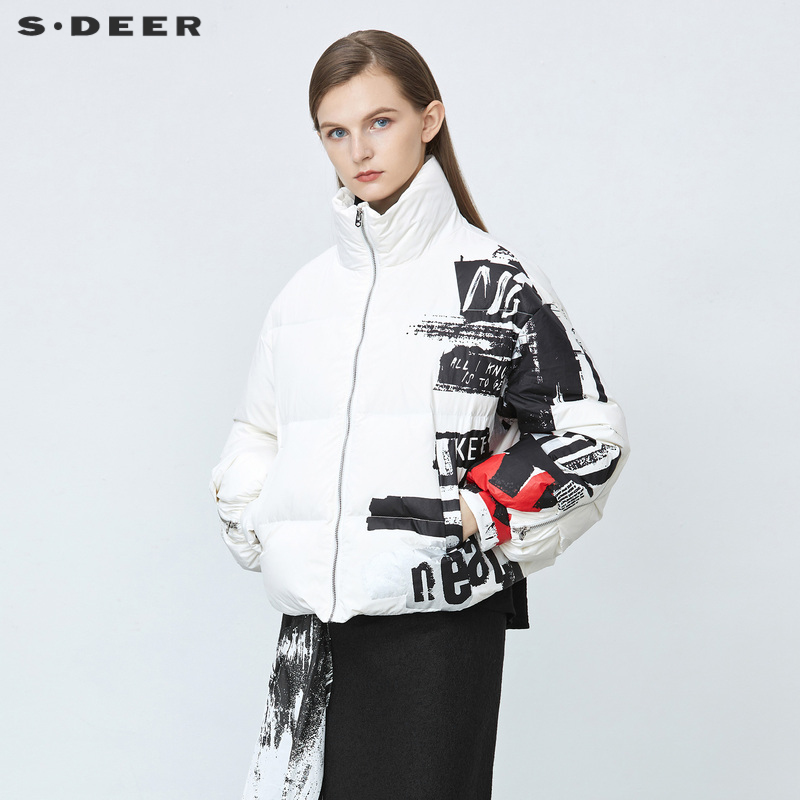 sdeer圣迪奥短款白色羽绒服