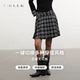 sdeer圣迪奥女装 26年春新品 学院风高腰格纹百褶A字短裙S261Z1301