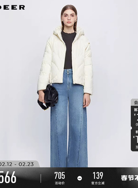 sdeer圣迪奥冬季女装高领连帽茧型宽松短款羽绒服S244Z3105