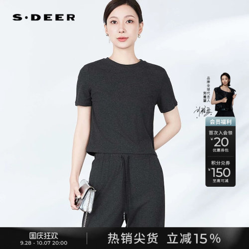 s.deer圆领基本款打底短袖T恤