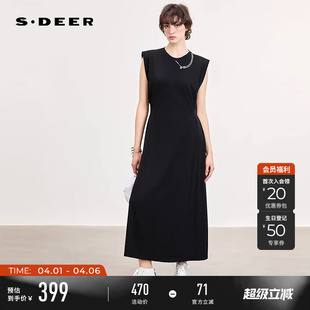 极简风圆领链条垂坠短袖 连衣裙S262Z1201 26年新品 sdeer圣迪奥女装
