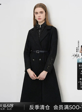 sdeer圣迪奥冬季女装立领格纹拼接收腰大衣式羽绒服S234Z2457