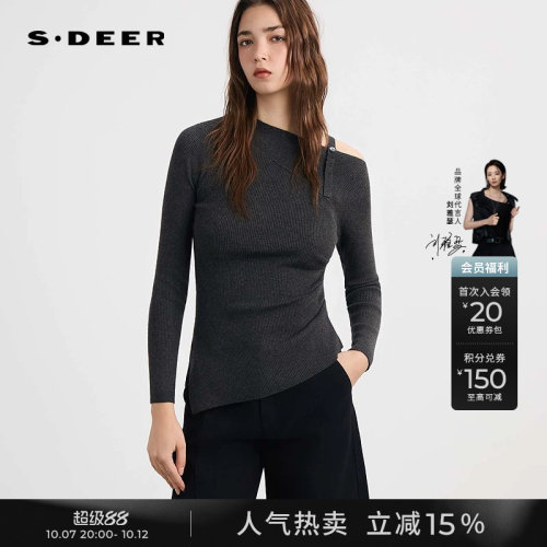 sdeerOL风圆领不规则修身针织衫