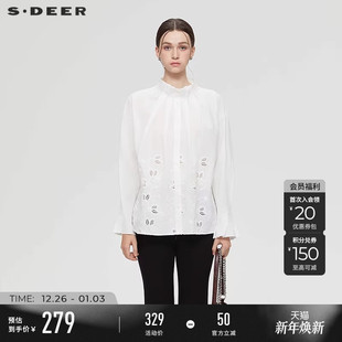 立领收腰绣花不规则衬衫 时尚 S253Z0548 25年新品 sdeer圣迪奥女装