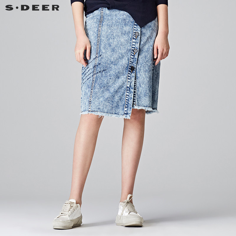 sdeer Sheng Diao Autumn Retro Flash letter Embroidery cowboy skirt S18181301in the Women's clothing/Boutique , Skirts  category - from Buy2taobao.com to provide professional Taobao agent buy service