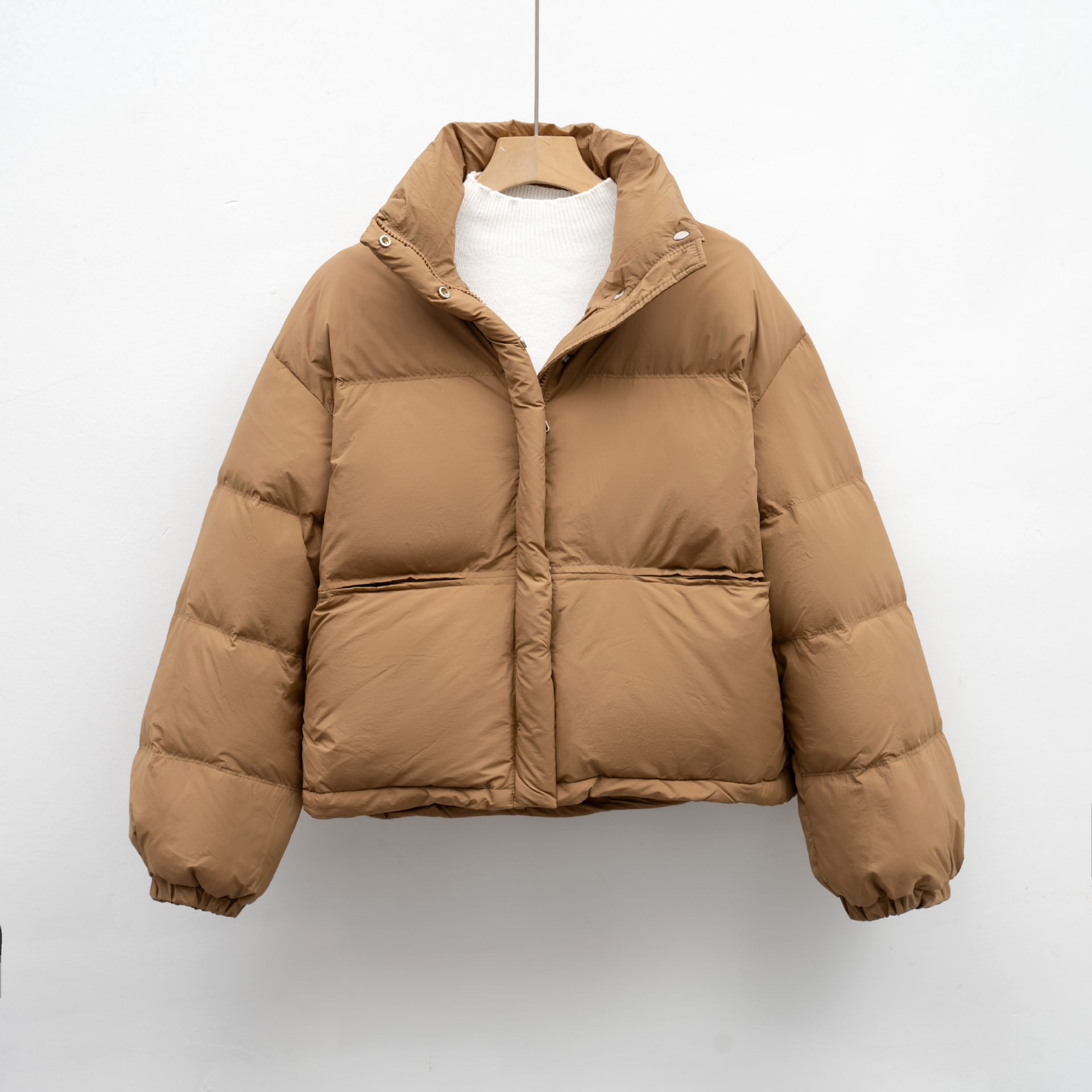 纯色简约宽松立领多巴胺羽绒服女冬季韩版保暖面包服外套