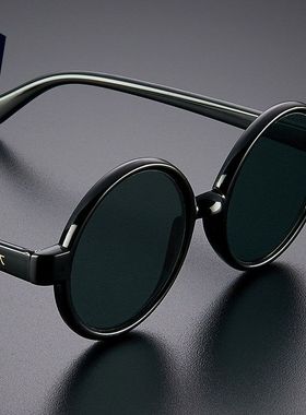 水晶太阳镜圆框男墨镜石头镜女清凉护目民国眼镜复古文艺太子镜