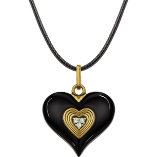 MONOLOGUE独白古巴比伦黑金复古黄金钻石黑巧心爱心吊坠配绳礼物