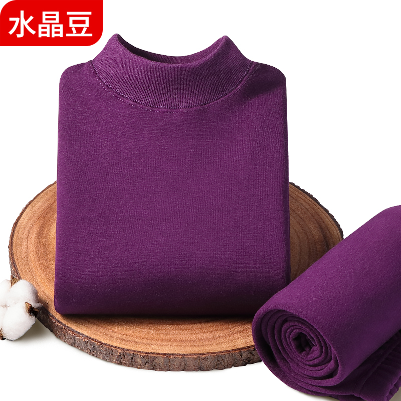 女中老年人加绒加厚保暖内衣高领