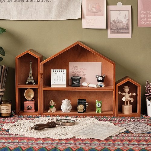 桌面娃娃摆件口红香水展示柜实木