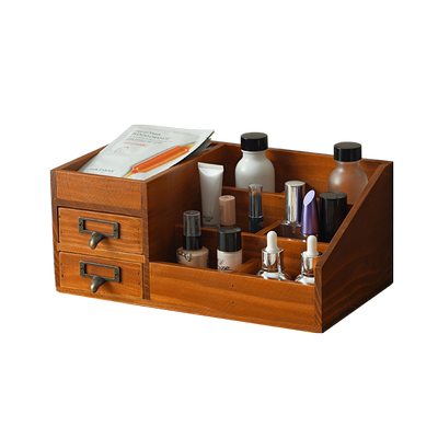 香水复古风桌面梳妆台木质置物架