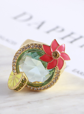 女欧美风车花朵柠檬水果戒指