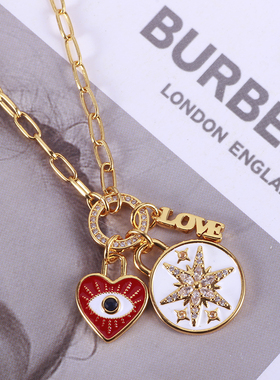 女星芒圆盘恶魔之眼项链