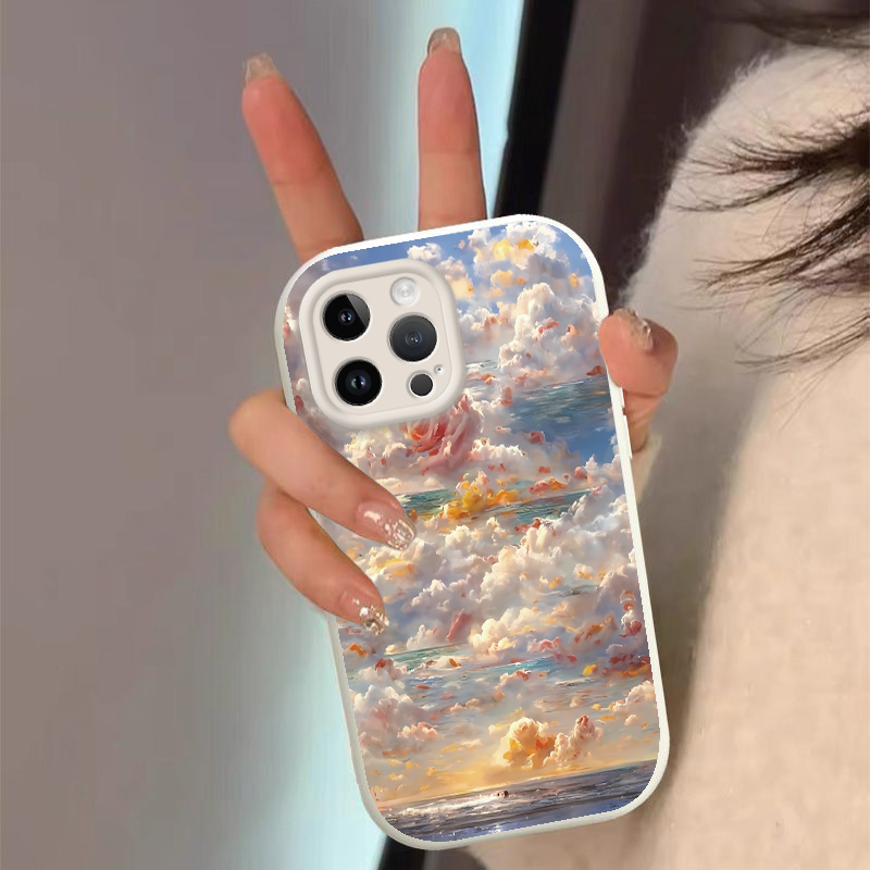 彩色云朵适用苹果16promax手机壳15新款iphone14高级感13pro网红12文艺11防摔8plus个性7硅胶xs女xr保护套max