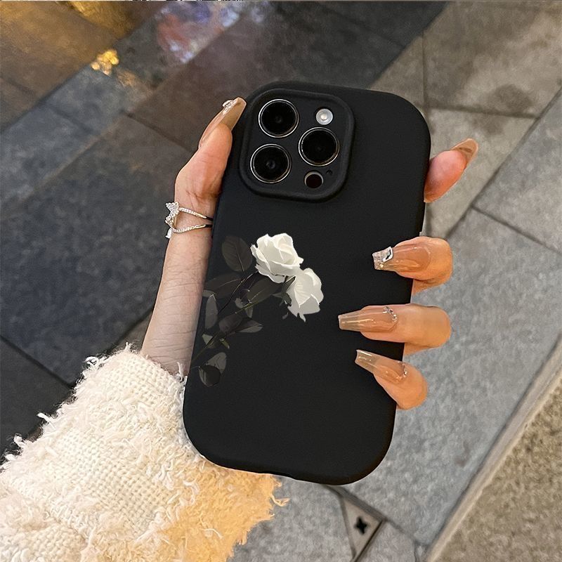 玫瑰花适用iPhone16手机壳苹果15小清新14Pro简约时尚13ProMax防摔12全包XR网红XSMAX女新款11/7/8plus保护套