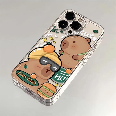 汉堡卡皮巴拉iPhone17ProMax手机壳适用苹果16可爱15新款14Pro机壳13PM套14Plus全包12女款11保护16e外壳2025