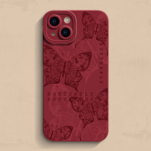 蝴蝶iPhone14手机壳15苹果11promax创意小众13pro全包x适用8p男女高级感苹果16/12硅胶se2/17/6splus个性液态