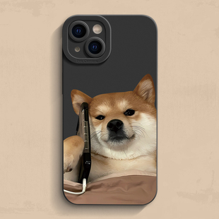 电话柴犬苹果15手机壳iphone14pro max男11硅胶mini情侣8plus女se17防摔8plus全包12新款13创16意14适用Ultra