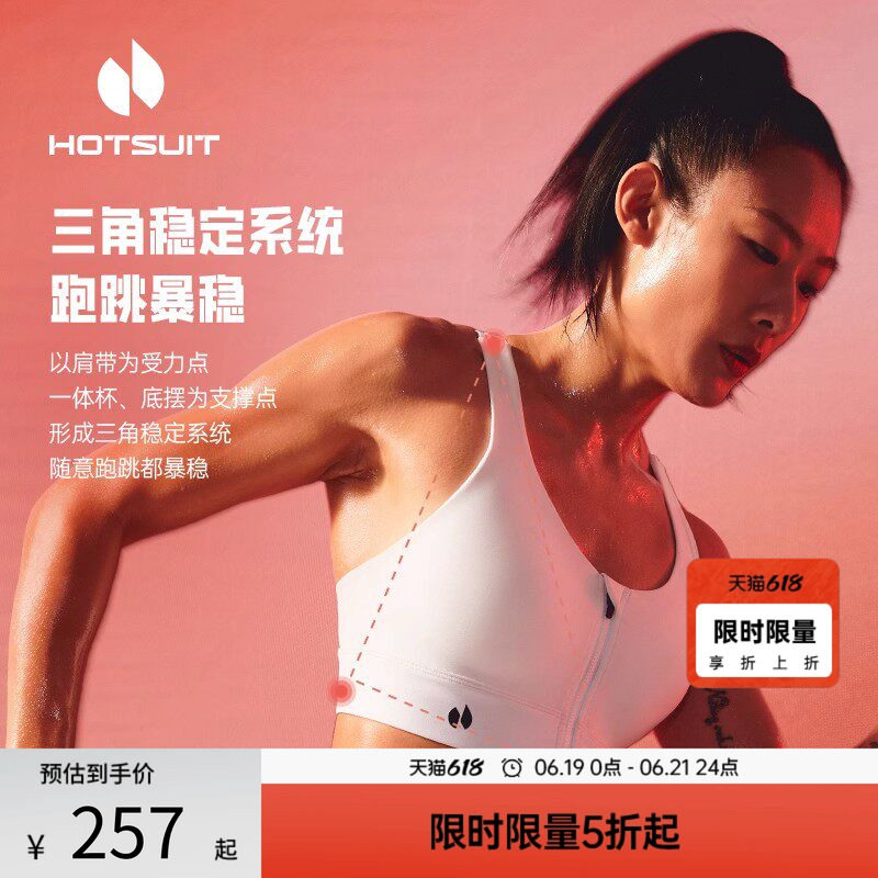 hotsuit后秀暴稳bra高强度大胸防震运动内衣女小胸背心健身服外穿