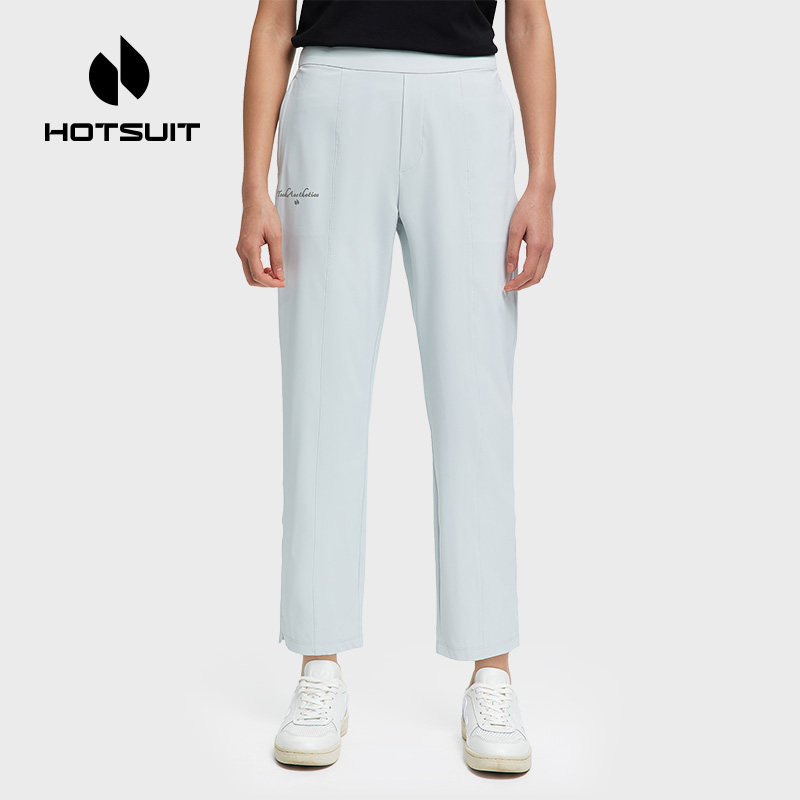 hotsuit后秀运动裤女士2025春季梭织透气直筒快干九分平口休闲裤 - 实物图