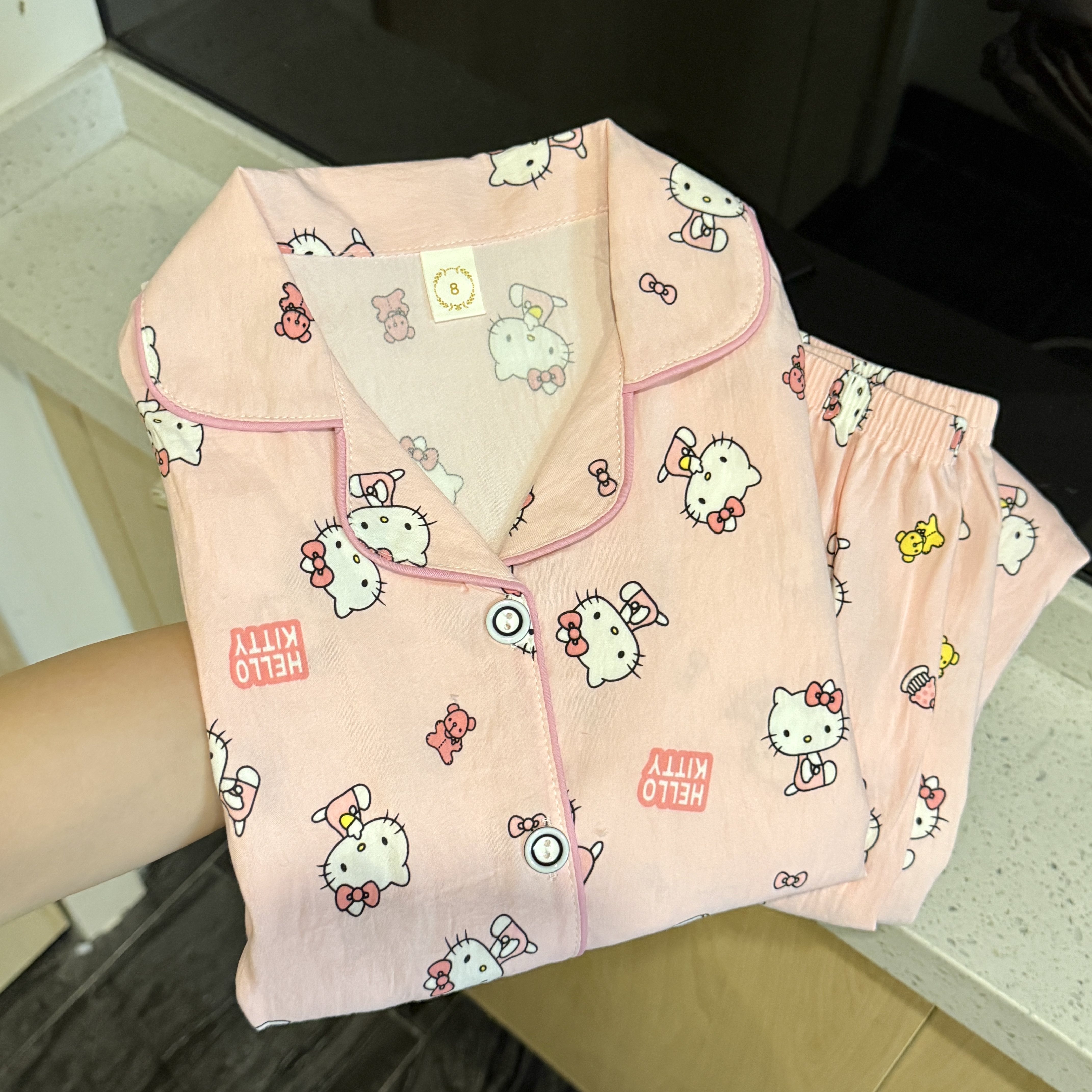 儿童睡衣女春秋薄款开衫翻领云朵