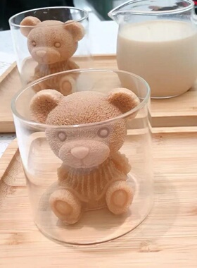 奶茶小熊模具创意饮料冰块模具具立体硅胶磨具3D冰格动物滴胶模具
