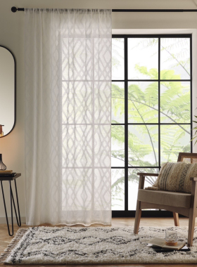 外贸出口英国的剪花白色纱帘窗纱定制阳台客厅帘子
