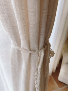 日式棉麻格子窗纱纱帘透光不透人客厅阳台餐厅飘窗隔断帘子