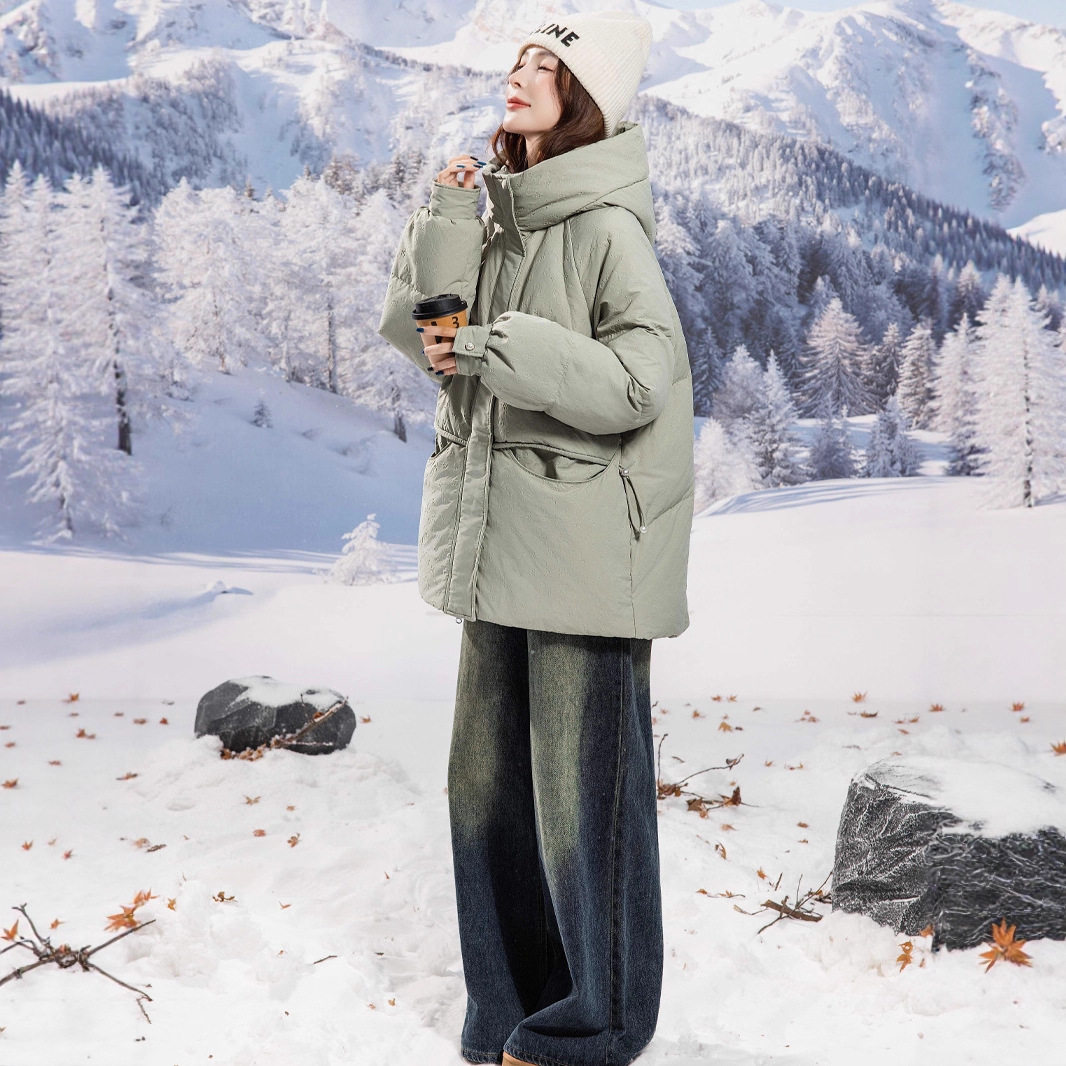 新国标90白鸭绒加肥加大码胖mm200斤中长款孕妇宽松羽绒服女2509